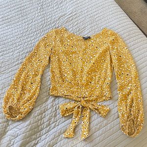 Long sleeve blouse back tie